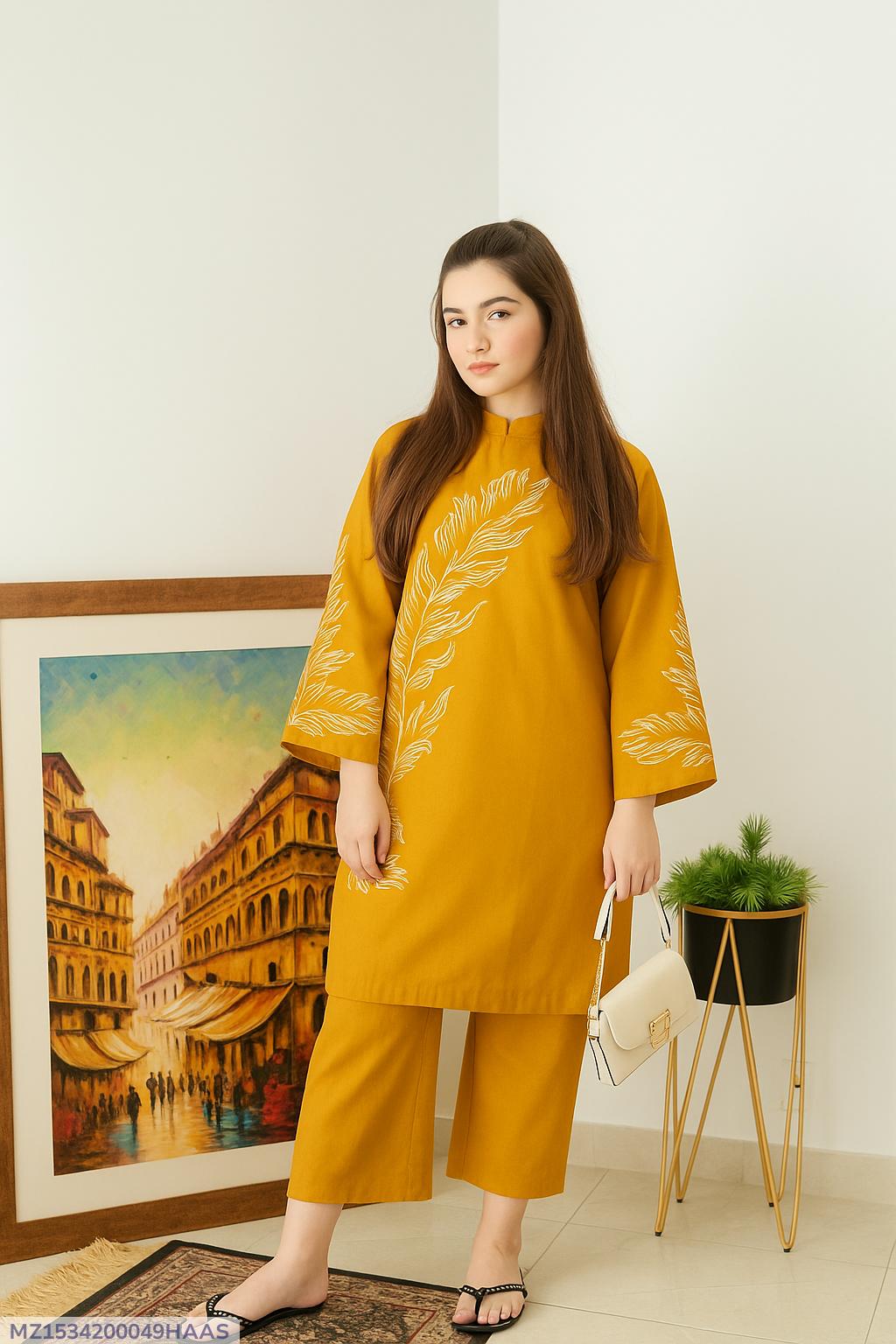 2 Pcs Women's Stitched Embroidered Shirt And Trouser - Fashion Lovers