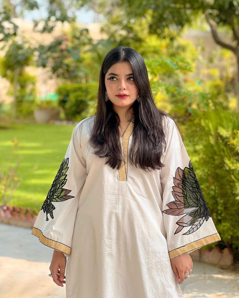 2 Pcs Women's Stitched Linen Embroidered Shirt And Trouser - Fashion Lovers