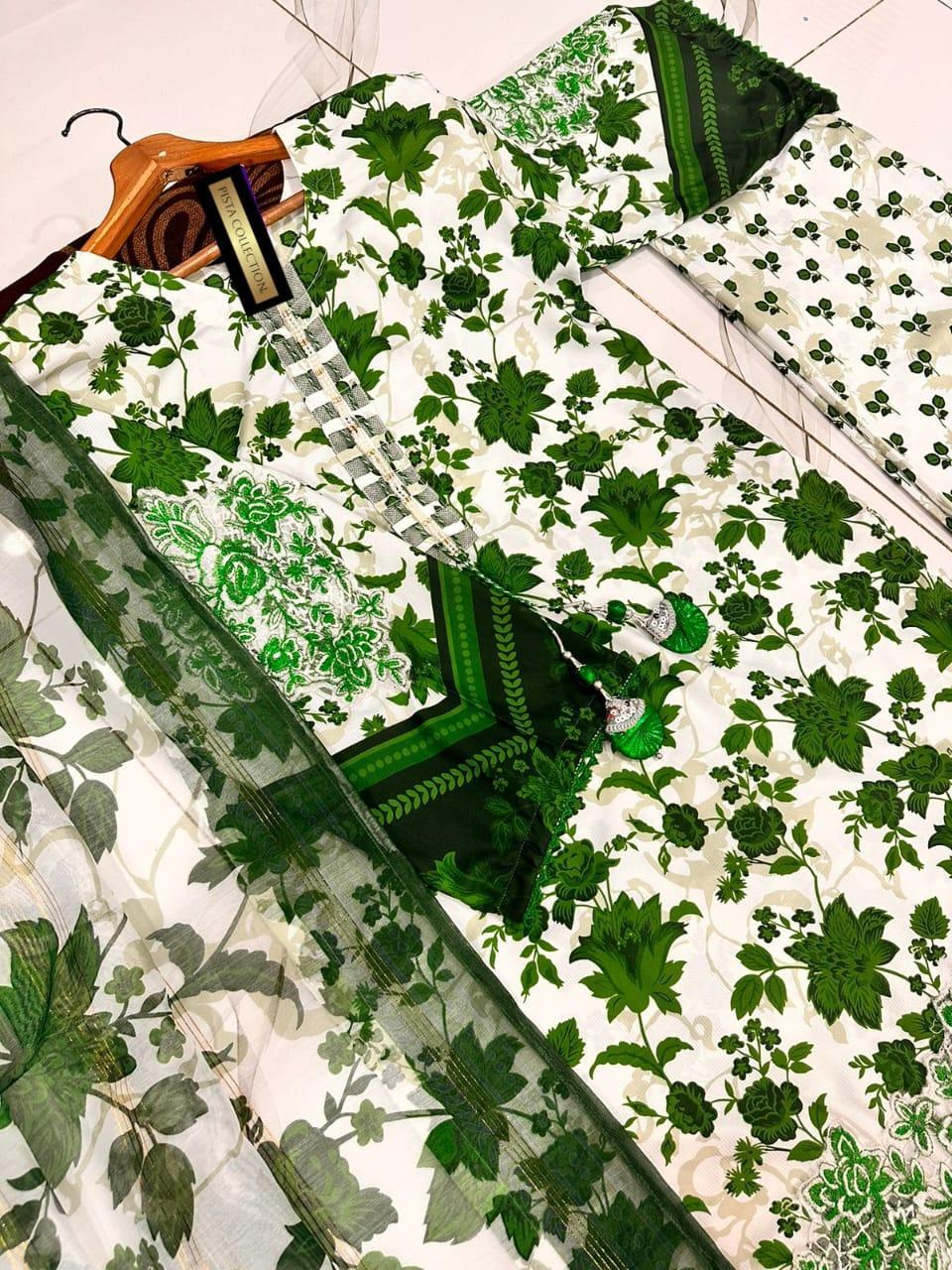 3 Pcs Women's Stitched Printed Suit - Fashion Lovers