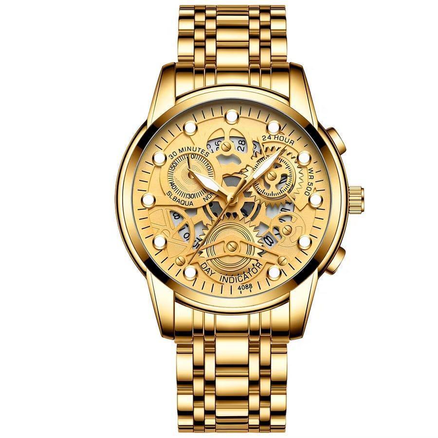 Golden color Men's Standard Watch with Box - Fashion Lovers