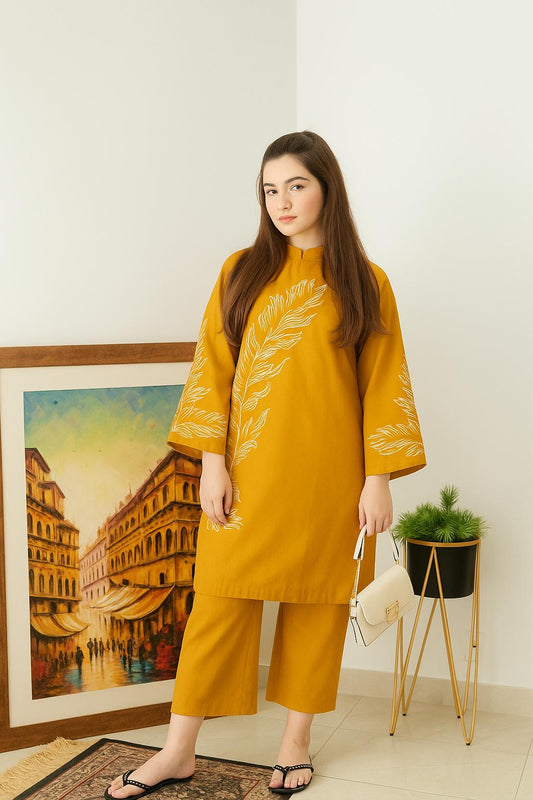 2 Pcs Women's Stitched Embroidered Shirt And Trouser - Fashion Lovers