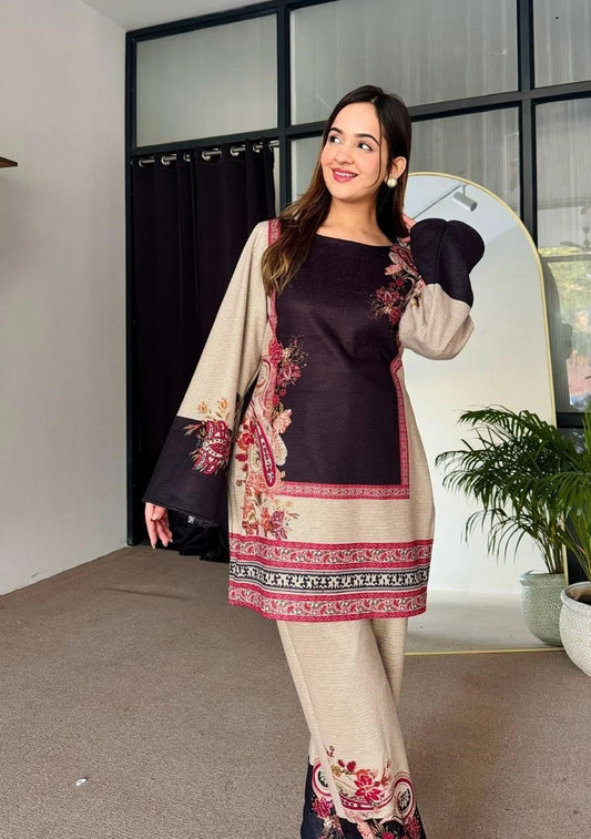 2 Pcs Women's Stitched Printed Shirt And Trouser - Fashion Lovers