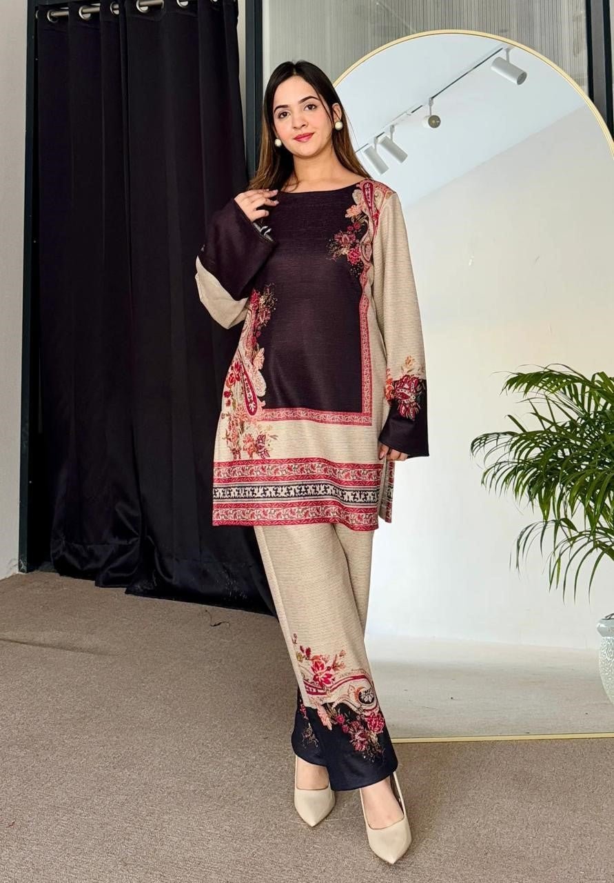 2 Pcs Women's Stitched Printed Shirt And Trouser - Fashion Lovers