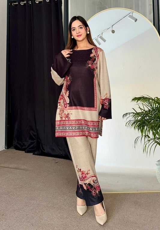 2 Pcs Women's Stitched Printed Shirt And Trouser - Fashion Lovers
