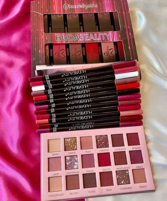3 in 1 Makeup Deal Lipstick, Eyeshadow Kit and Lip Pencil - Fashion Lovers
