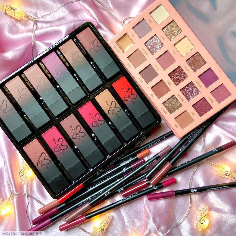 3 in 1 Makeup Deal Lipstick, Eyeshadow Kit and Lip Pencil - Fashion Lovers