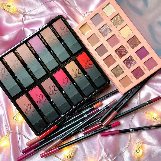 3 in 1 Makeup Deal Lipstick, Eyeshadow Kit and Lip Pencil - Fashion Lovers