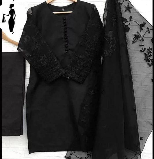 3 Pcs Women's Stitched Embroidered Suit - Fashion Lovers