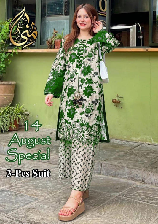 3 Pcs Women's Stitched Printed Suit - Fashion Lovers