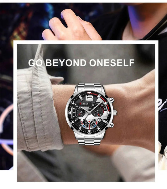 Fashion Mens Watches Luxury Stainless Steel Quartz Wristwatch Calendar Luminous Clock Men Business Casual Watch Reloj Hombre - Fashion Lovers
