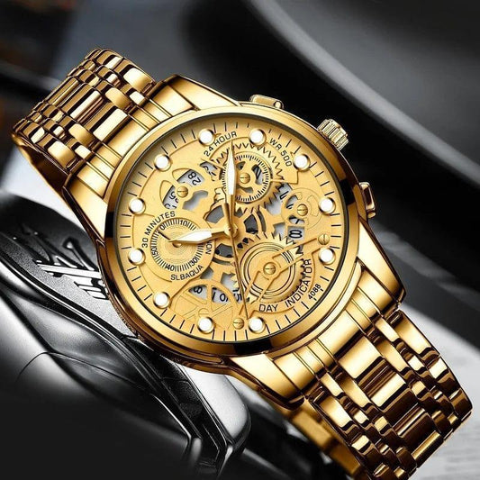Golden color Men's Standard Watch with Box - Fashion Lovers
