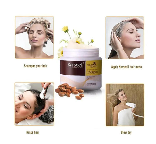 Karseell Hair Mask Collagen Treatment Cream – Argan Oil & Maca Essence, 16.9 OZ 500ml: Deep Repair for All Hair Types - Fashion Lovers