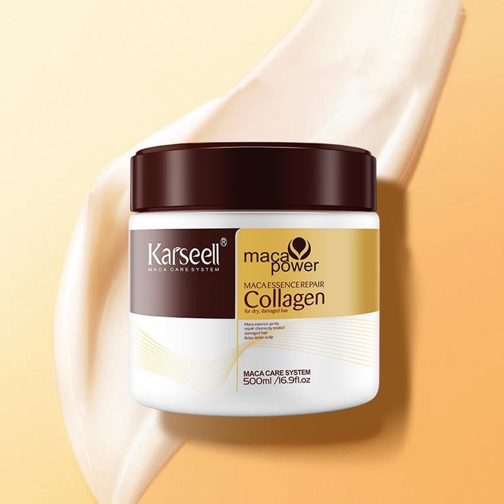 Karseell Hair Mask Collagen Treatment Cream – Argan Oil & Maca Essence, 16.9 OZ 500ml: Deep Repair for All Hair Types - Fashion Lovers