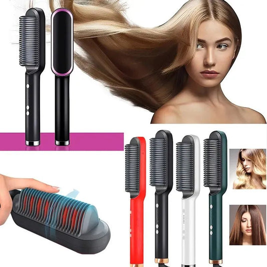 Professional Hair Straightener Brush Curling Comb 2 In 1 Hair Hot Comb Anti - Scald Hair Straightener Brush For Girls - Fashion Lovers