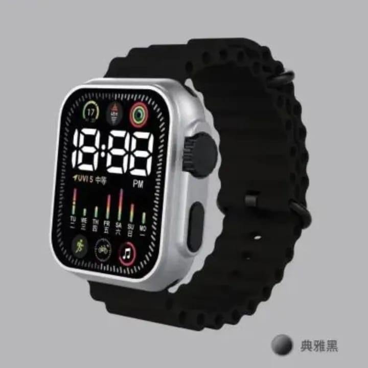 Unisex Waterproof Digital Display Watch - 1 Pc, Square Case with Textured Strap - Fashion Lovers