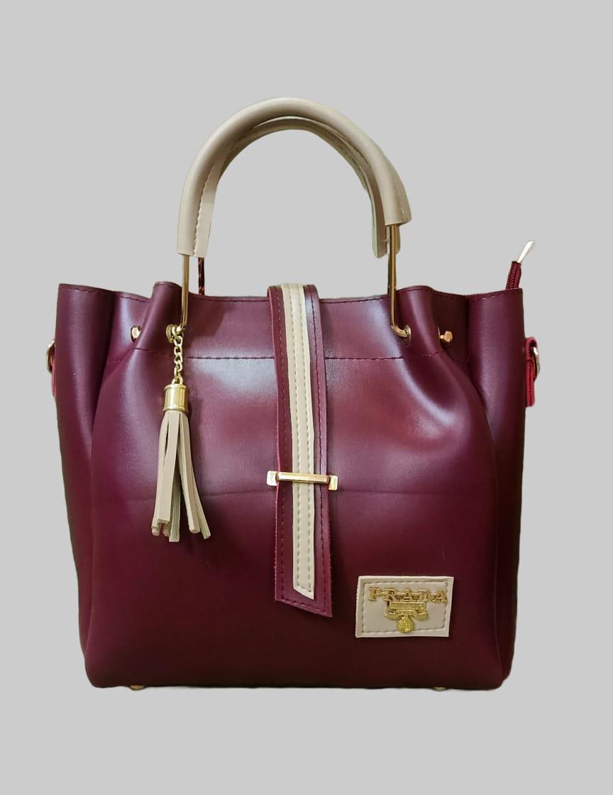 Women's PU Leather Plain Hand Bag Set - Original Leather - Fashion Lovers