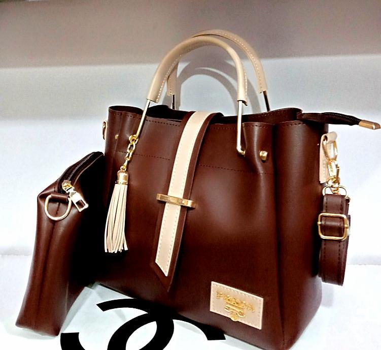 Women's PU Leather Plain Hand Bag Set - Original Leather - Fashion Lovers