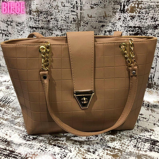 Women's PU Leather Textured Top Handle Shoulder Bag - Fashion Lovers