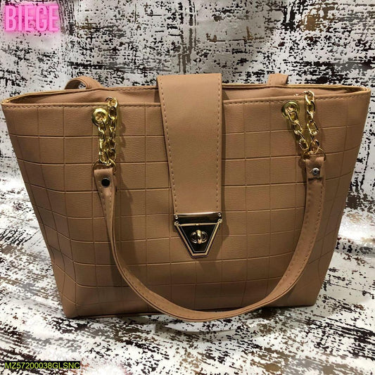 Women's PU Leather Textured Top Handle Shoulder Bag - Fashion Lovers