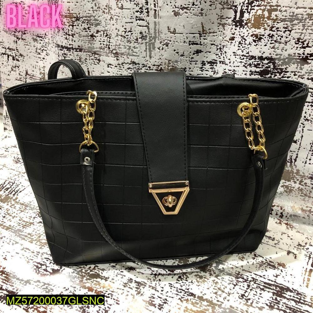 Women's PU Leather Textured Top Handle Shoulder Bag - Fashion Lovers