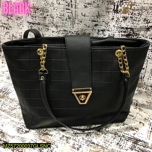 Women's PU Leather Textured Top Handle Shoulder Bag - Fashion Lovers