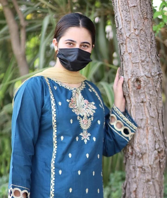 Women's Stitched Embroidered Cotton Shirt And Trouser Set - 2 Pcs - Fashion Lovers